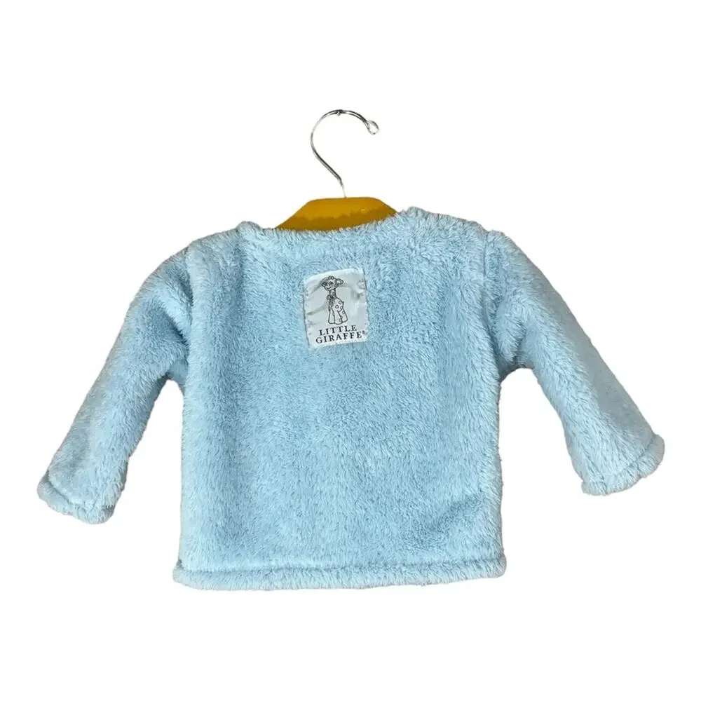 Little Giraffe baby blue soft plush jacket with pockets INFANT SIZE 6-12 months